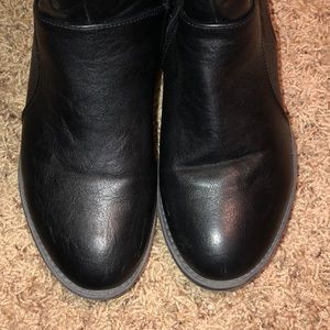 leather black wide calf tall boots